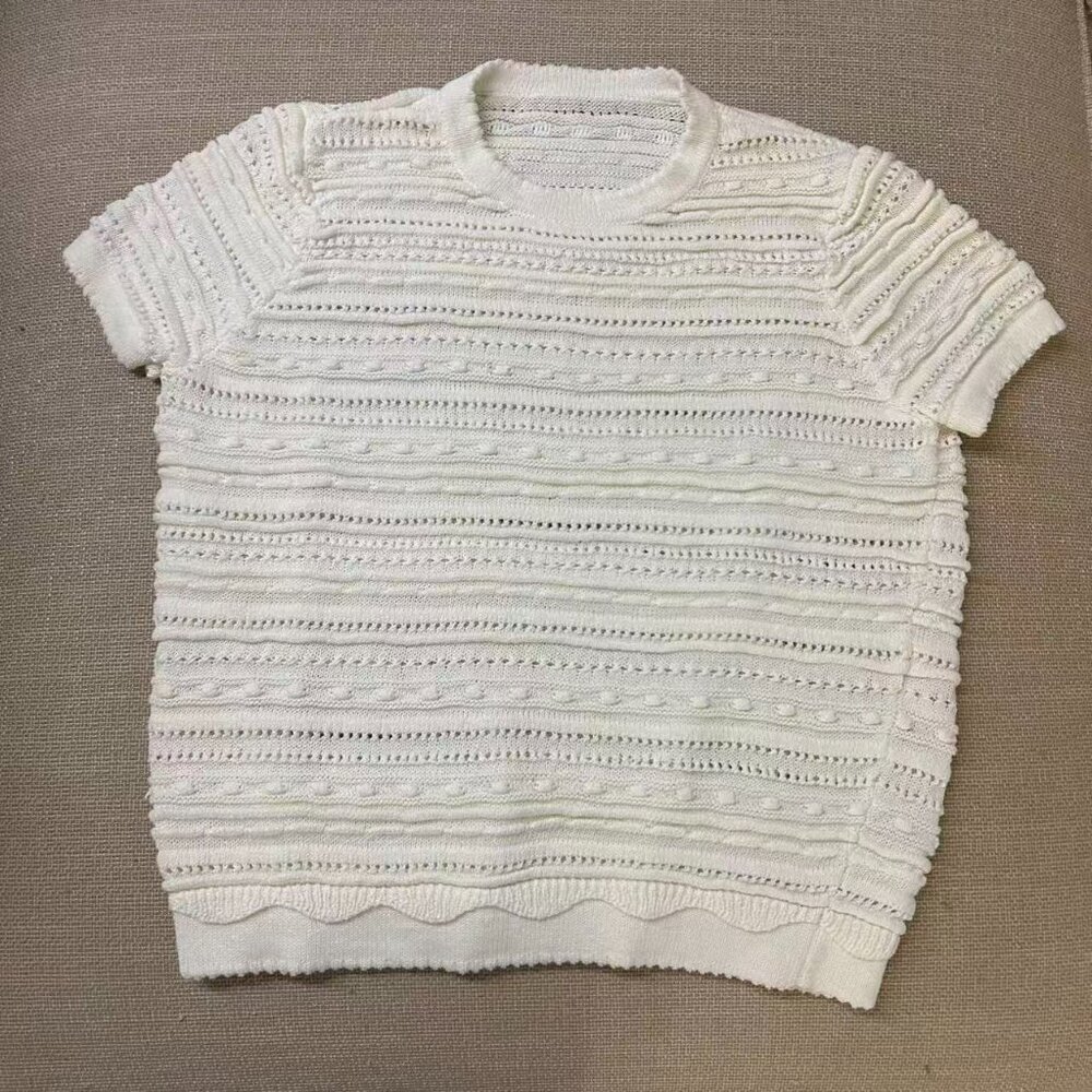 ✨ SALE EUC Sezane Leon Jumper Small Ecru Ivory French Knit Top - Picture 4 of 9